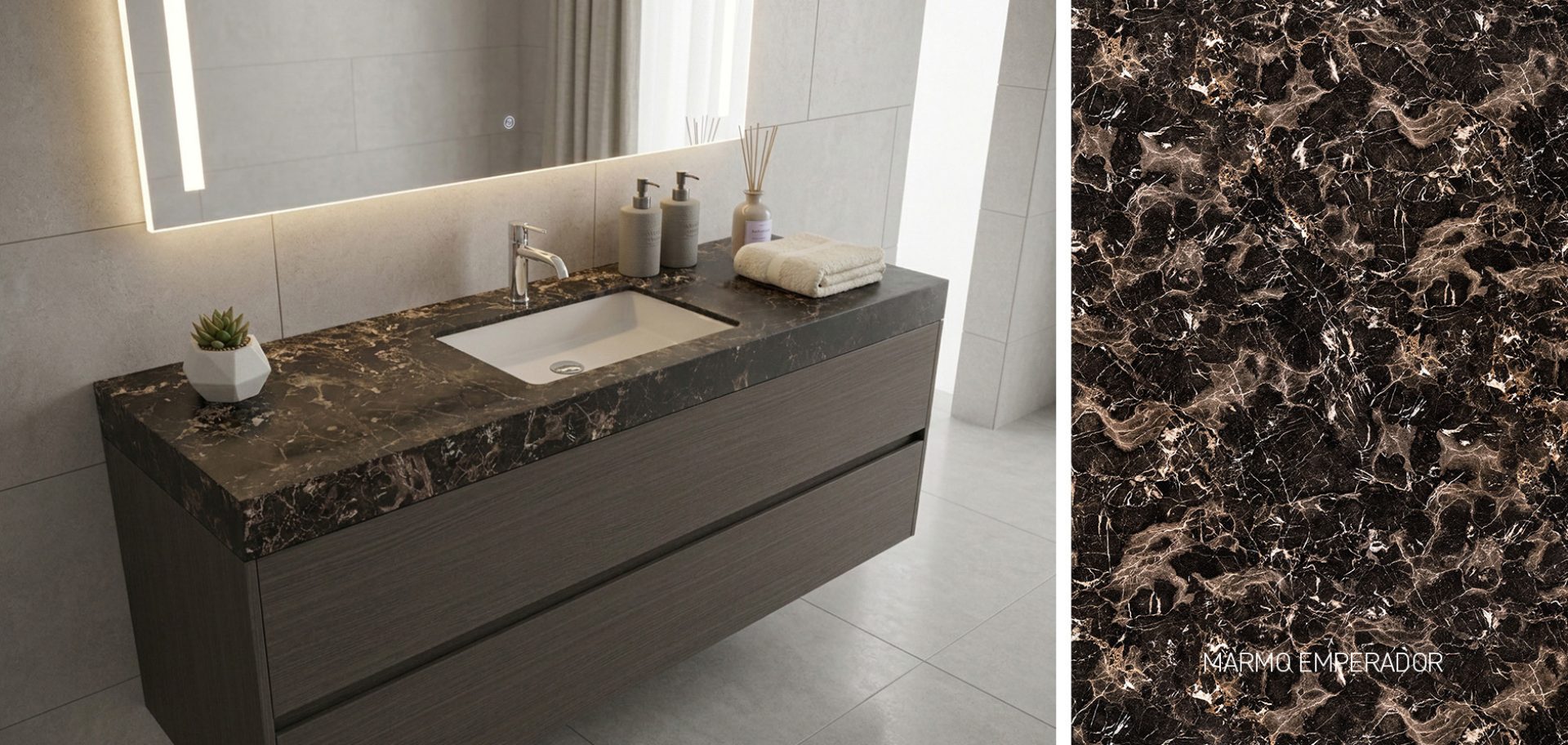 Top bagno effetto marmo Iconic Compact Emperador