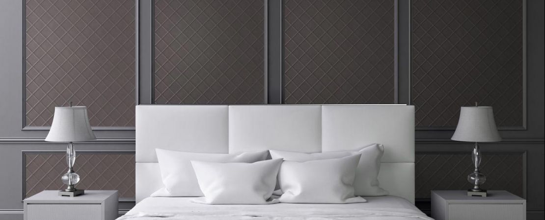 camera da letto moderna rivestita con pannelli Sibu Leather Line